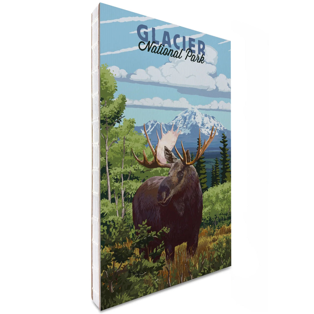 Lined 6x9 Journal, Glacier National Park, Montana, Moose and Mountain Landscape, Lay Flat, 193 Pages, FSC paper