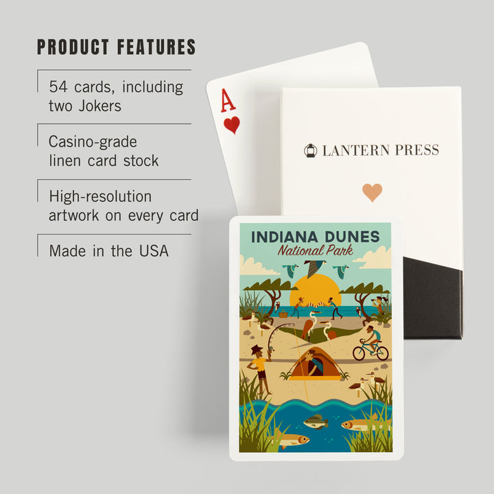 Playing Cards, Indiana Dunes National Park, Indiana, Geometric National Park Series, 52 Card Deck with Jokers in Box, Unique Art