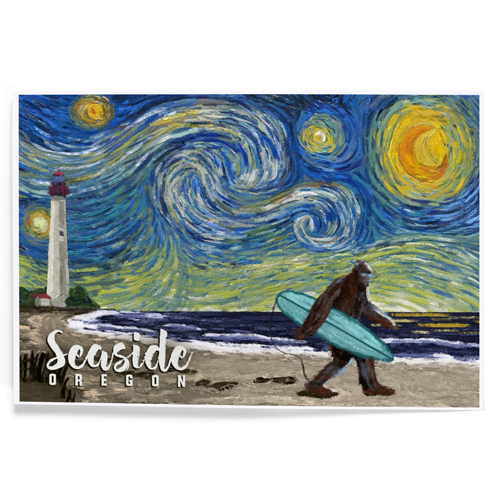 Seaside, Oregon, Starry Night, Bigfoot on the Beach, Art & Giclee Prints