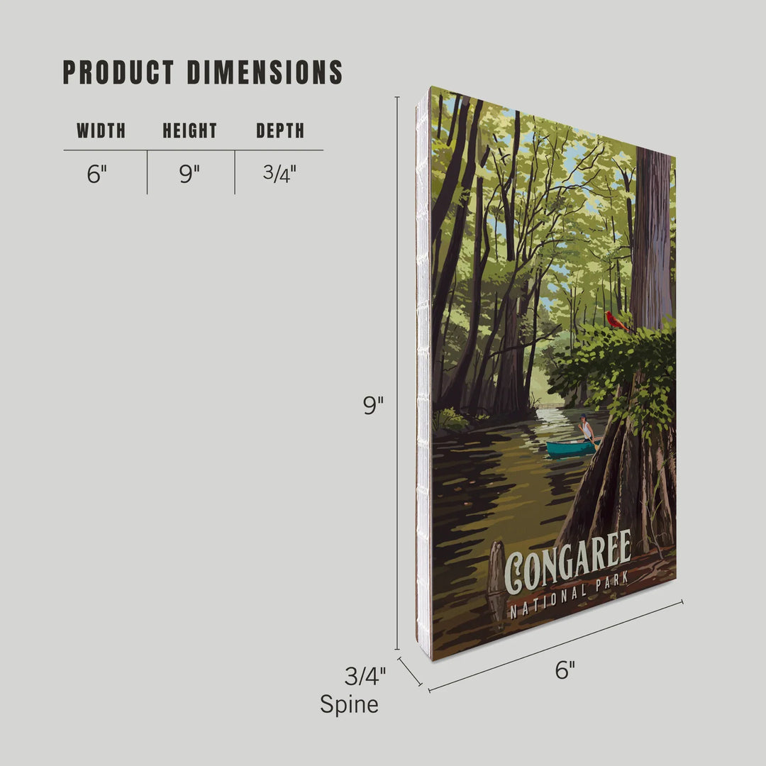 Lined 6x9 Journal, Congaree National Park, South Carolina, Painterly National Park Series, Lay Flat, 193 Pages, FSC paper