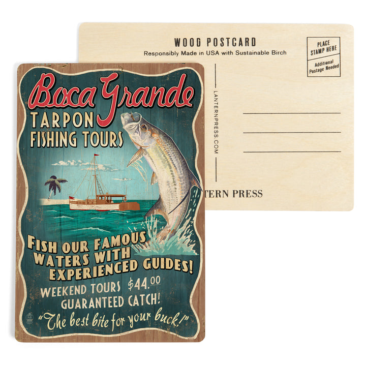 Boca Grande, Florida, Tarpon Fishing Tours, Wood Sign and Postcards
