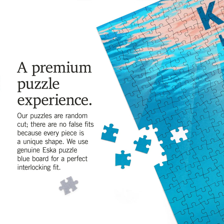 Kona, Hawaii, Lithograph, Manta Ray, Jigsaw Puzzle