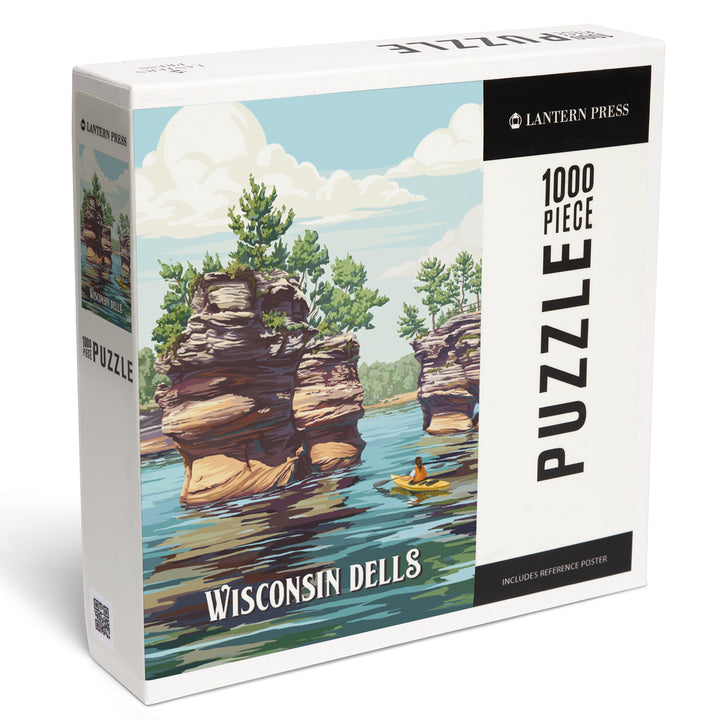 Wisconsin Dells, Haystack Rock, Painterly, 1000 Piece Jigsaw Puzzle