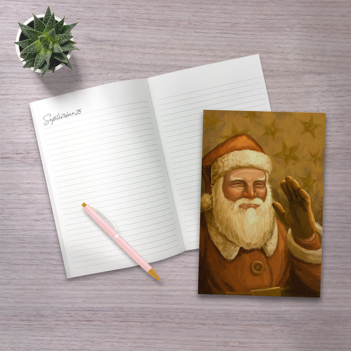 Lined 6x9 Journal, Santa Claus, Christmas Oil Painting, Lay Flat, 193 Pages, FSC paper