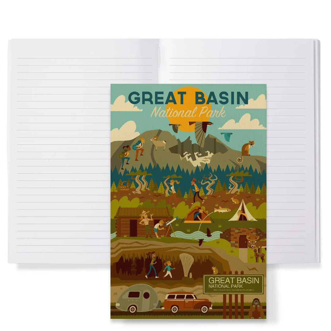 Lined 6x9 Journal, Great Basin National Park, Geometric National Park Series, Lay Flat, 193 Pages, FSC paper