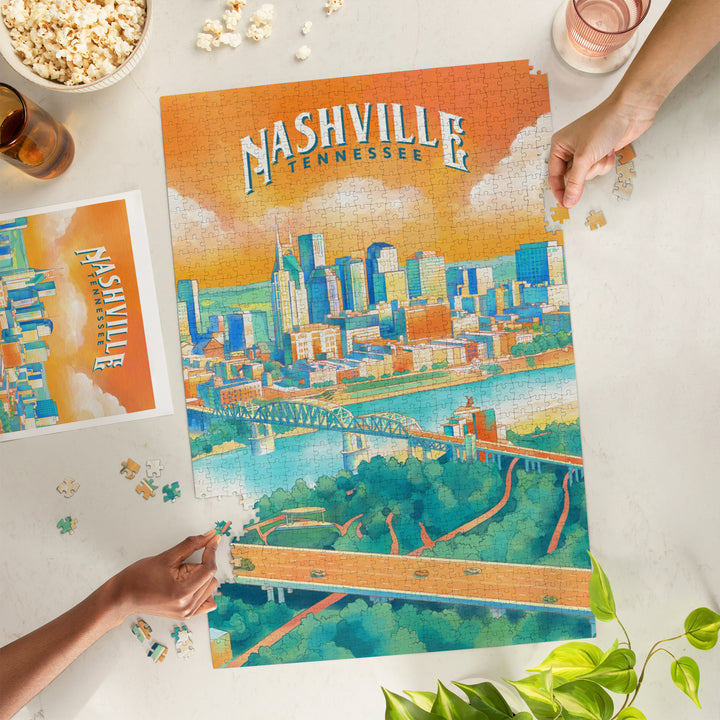 Nashville, Tennessee, Luminous City, City Series, 1000 Piece Jigsaw Puzzle