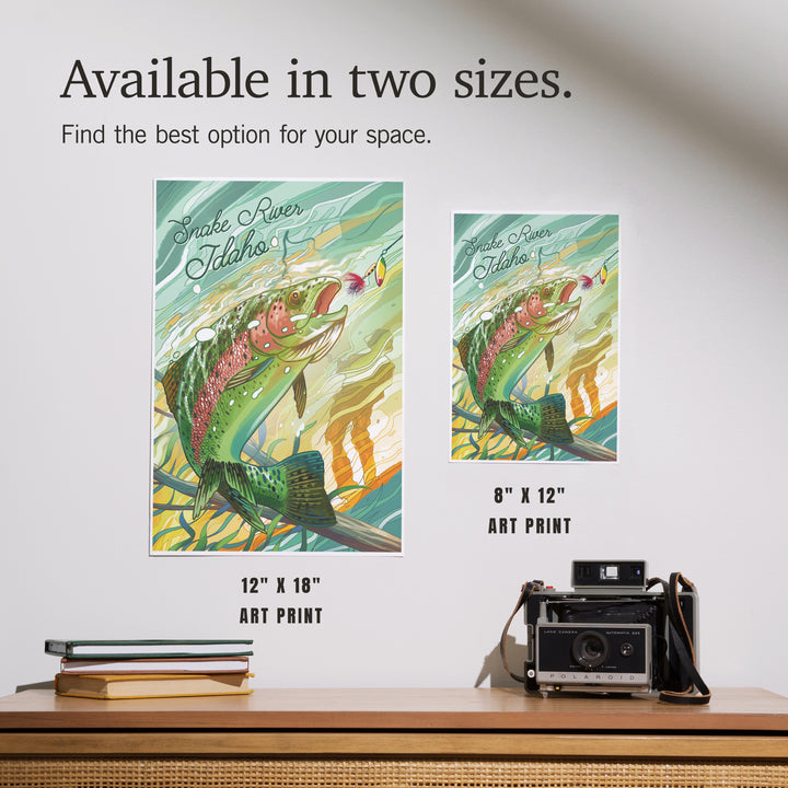 Snake River, Idaho, Fishing, Underwater Trout art prints, metal signs