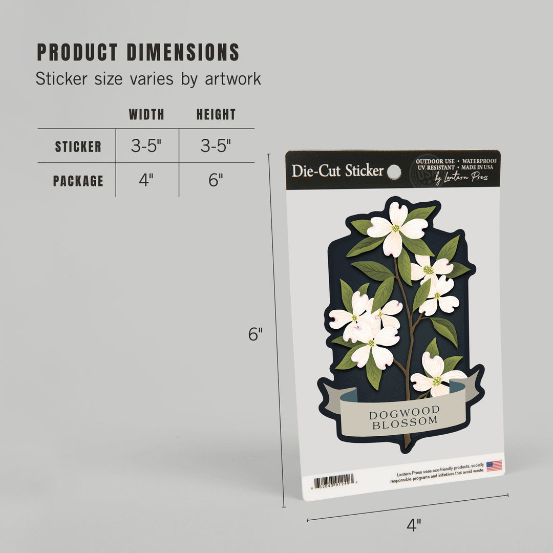 Vintage Flora Noir, Dogwood Blossom, Vinyl Sticker