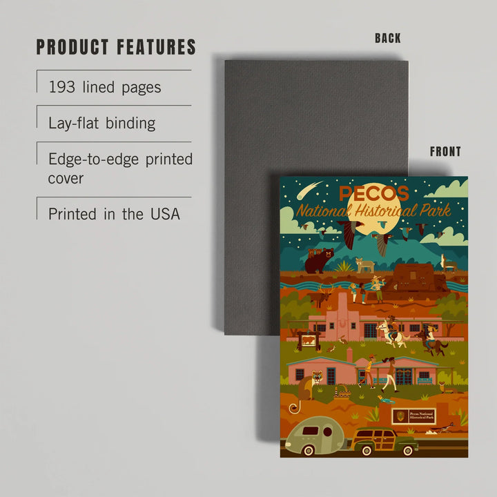 Lined 6x9 Journal, Pecos National Historic Park, New Mexico, Night Scene, Geometric, Lay Flat, 193 Pages, FSC paper