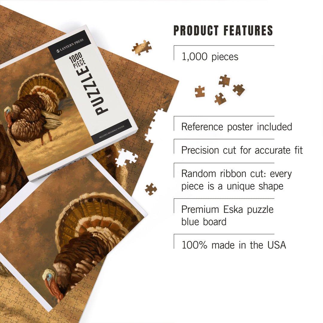 Turkey, Thanksgiving Oil Painting, 1000 Piece Jigsaw Puzzle