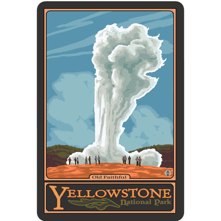 Yellowstone National Park, Wyoming, Old Faithful Geyser, Contour, Lantern Press Artwork, Vinyl Sticker