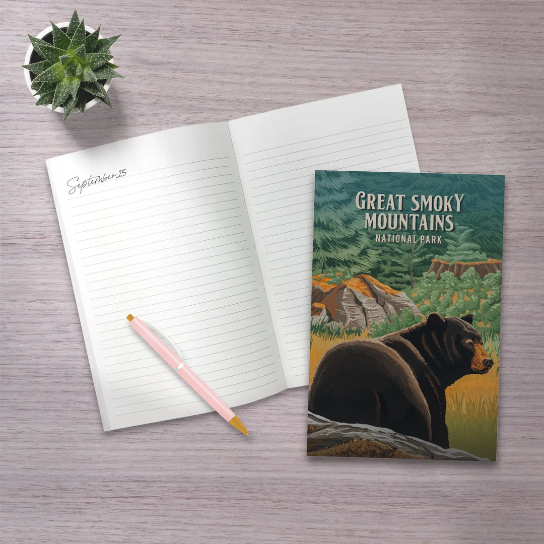 Lined 6x9 Journal, Great Smoky Mountains, North Carolina, Painterly National Park Series, Lay Flat, 193 Pages, FSC paper