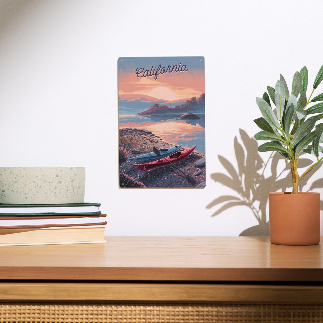California, Glassy Sunrise, Kayak, Wood Signs and Postcards
