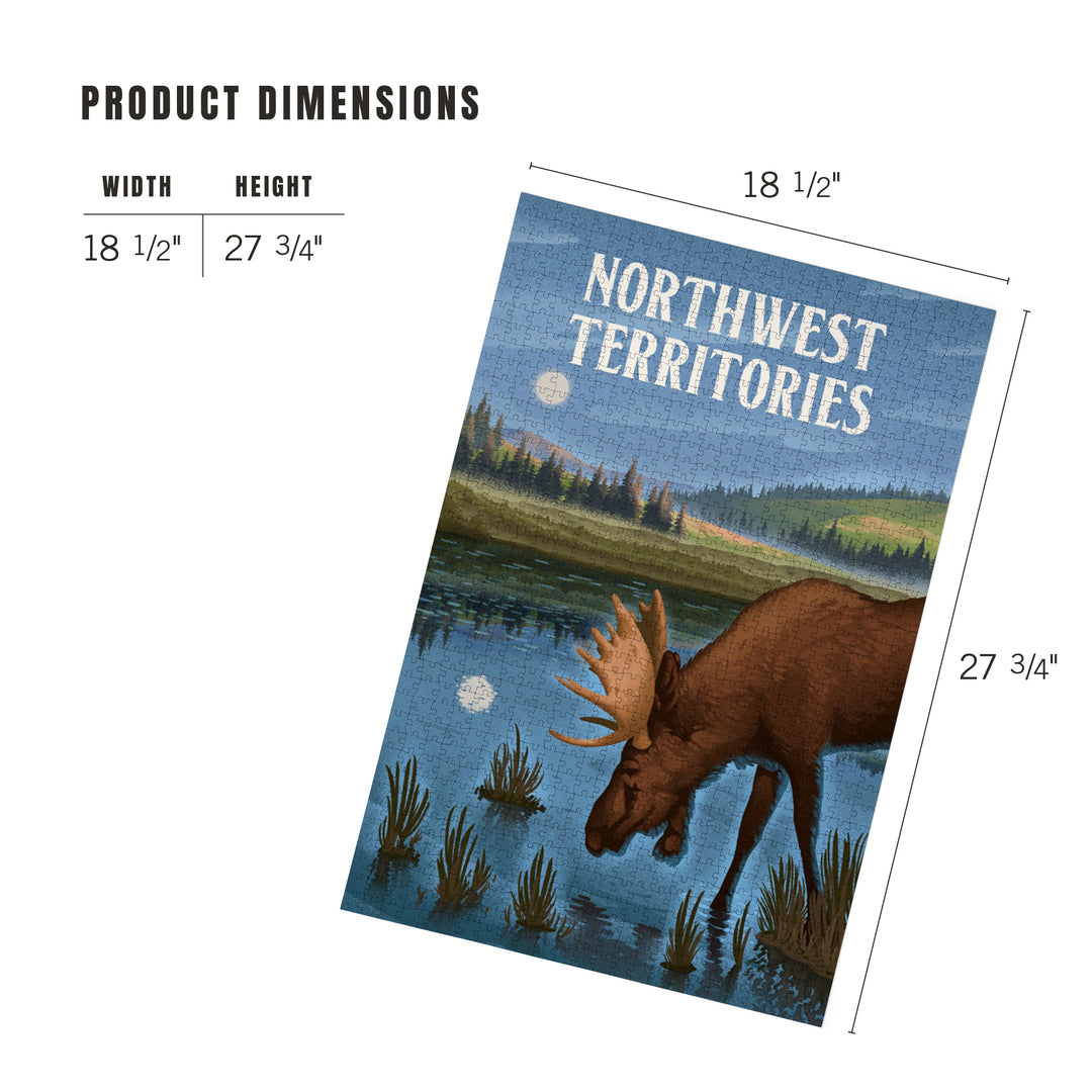 Northwest Territories, Lithograph, Reflection Pond and Bull Moose, Jigsaw Puzzle