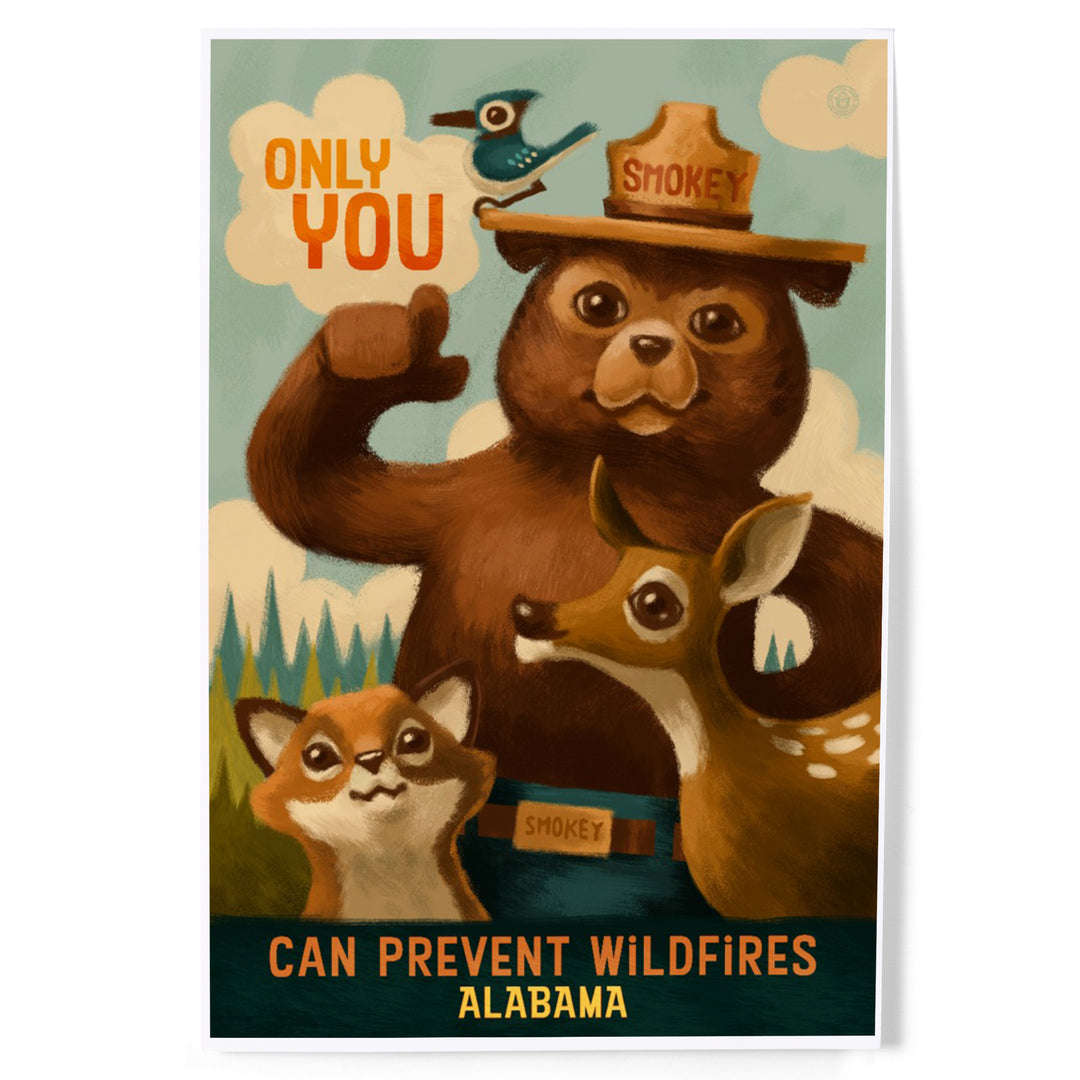 Alabama, Oil Painting, Smokey Bear, Only You Can Prevent Wildfires, Art & Giclee Prints