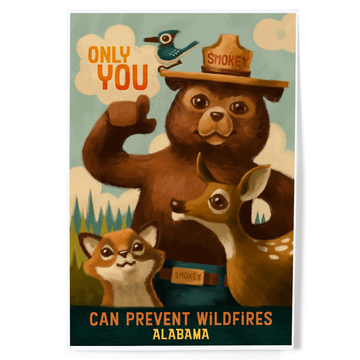 Alabama, Oil Painting, Smokey Bear, Only You Can Prevent Wildfires, Art & Giclee Prints