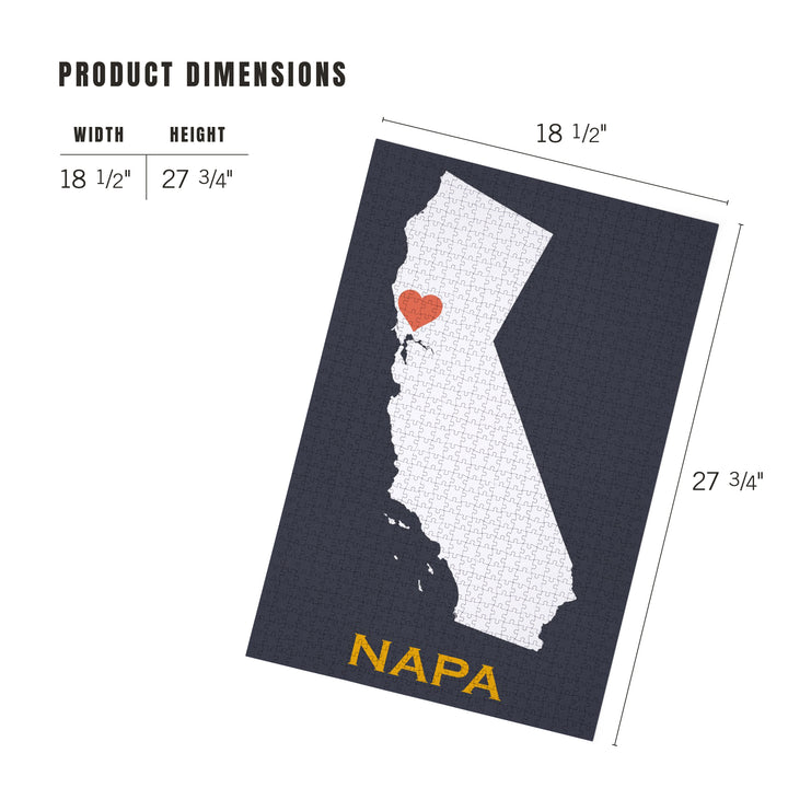 Napa, California, Home State, White on Gray Outline, Jigsaw Puzzle