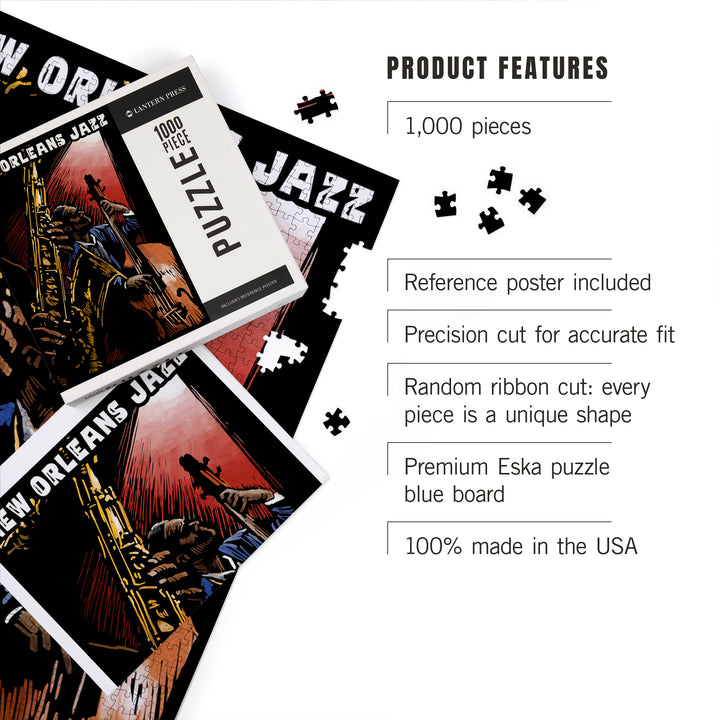 New Orleans, Louisiana, Jazz Band, Scratchboard, 1000 Piece Jigsaw Puzzle