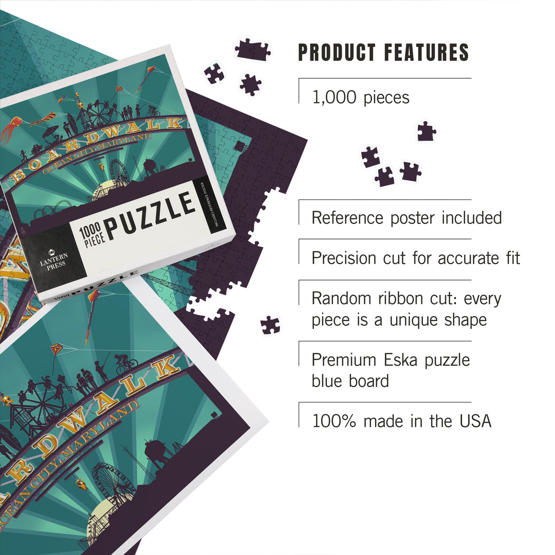 Ocean City, Maryland, Boardwalk Sign, 1000 Piece Jigsaw Puzzle