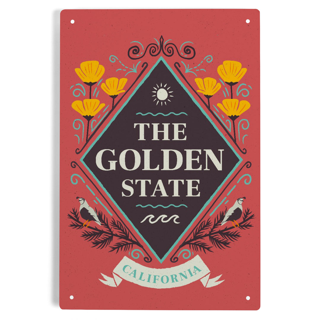 California, State Motto Crest, State Series, Metal Signs - Lantern Press