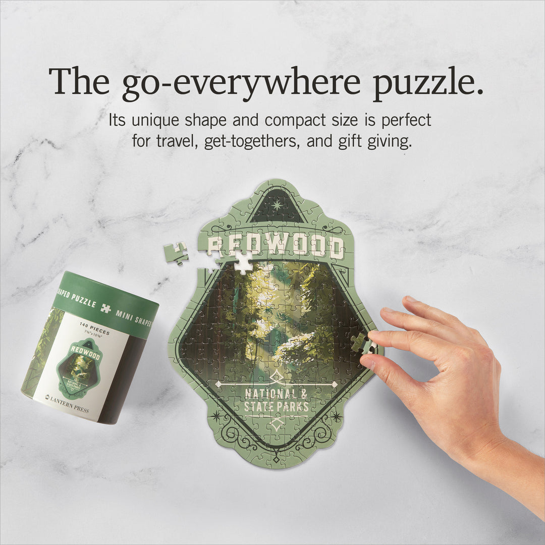 Lantern Press Mini Shaped Adult Jigsaw Puzzle, Protect Our National Parks (Redwood)