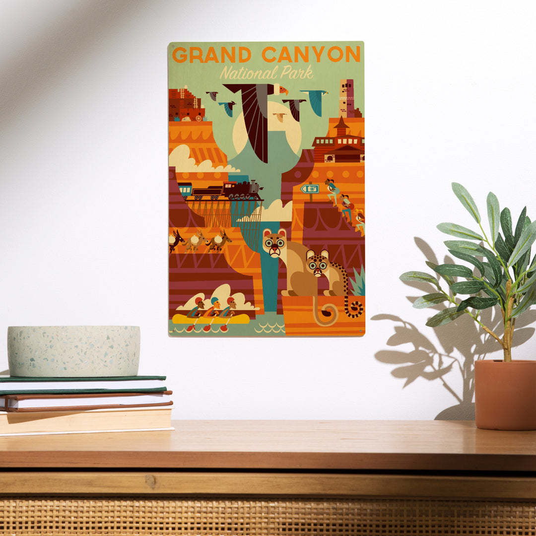 Grand Canyon National Park, Arizona, Geometric, Wood Sign and Postcards