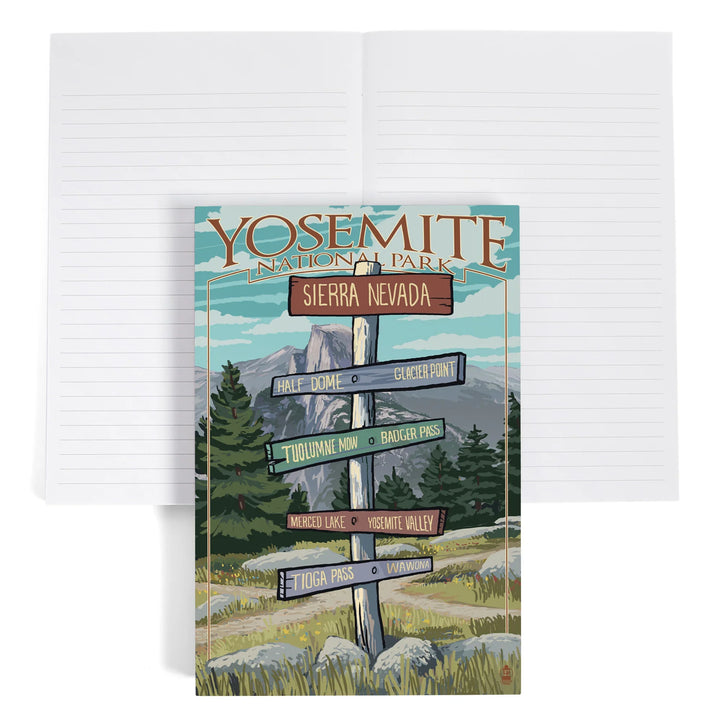 Lined 6x9 Journal, Yosemite National Park, California, Signpost, Lay Flat, 193 Pages, FSC paper