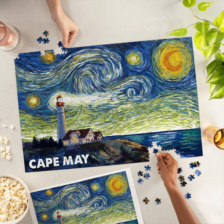 Cape May, Starry Night, Lighthouse, Jigsaw Puzzle