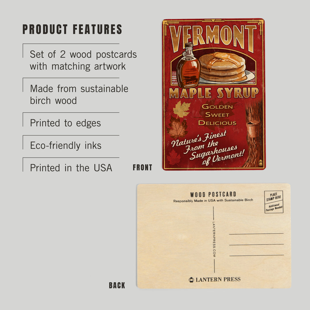 Vermont, Maple Syrup Vintage Sign, Wood Sign and Postcards