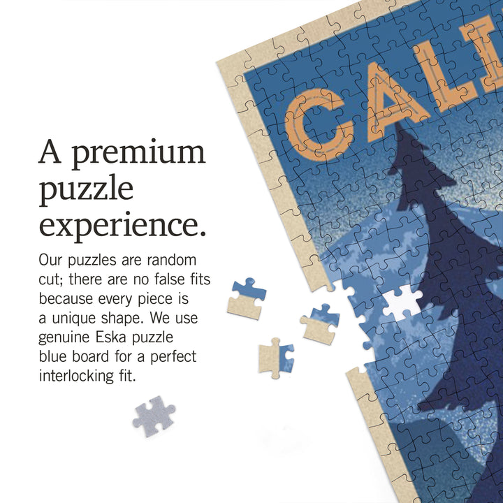 California, Elk and Mountain Scene, Lithograph, 1000 Piece Jigsaw Puzzle