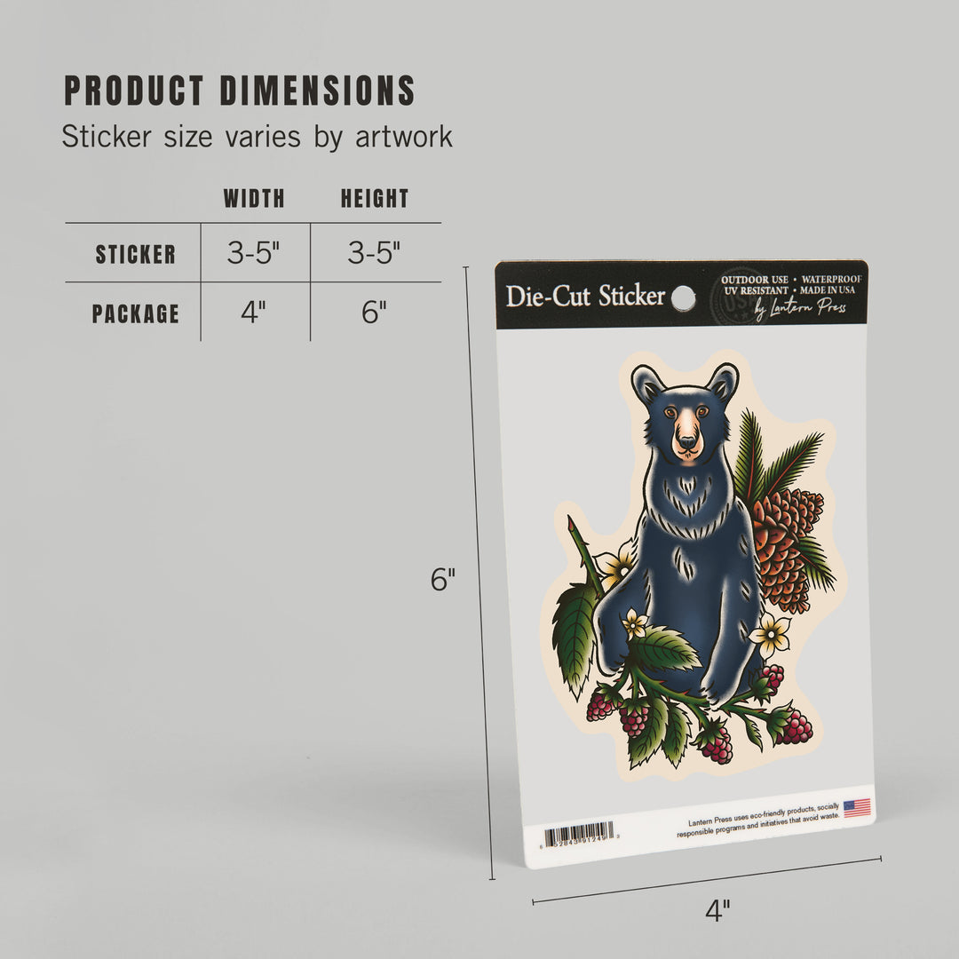 American Traditional, Black Bear, Vinyl Sticker