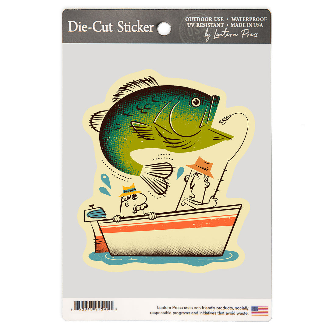 Midcentury, Bass Fishing, Vinyl Sticker