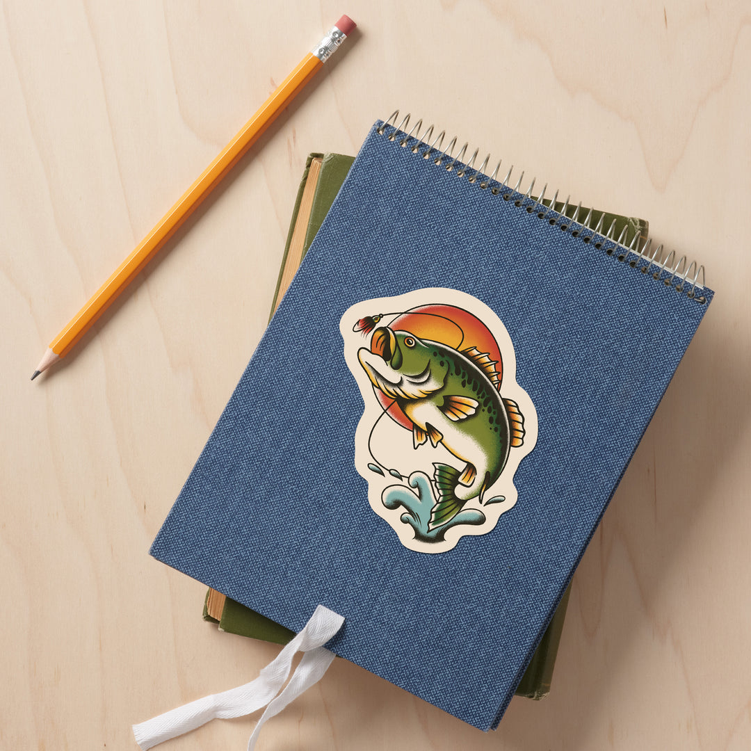 American Traditional, Bass Fishing, Vinyl Sticker