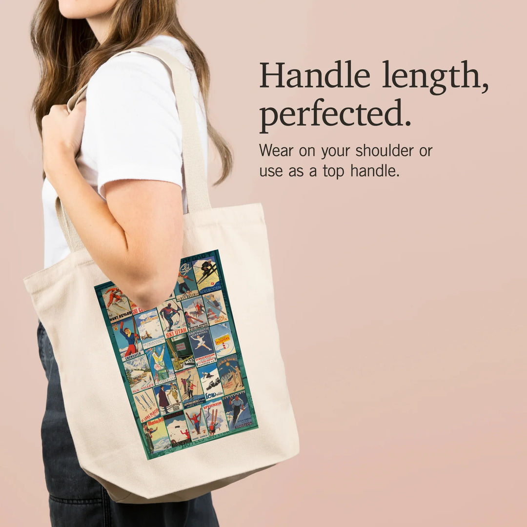 Vintage Ski Collage, Tote Bag