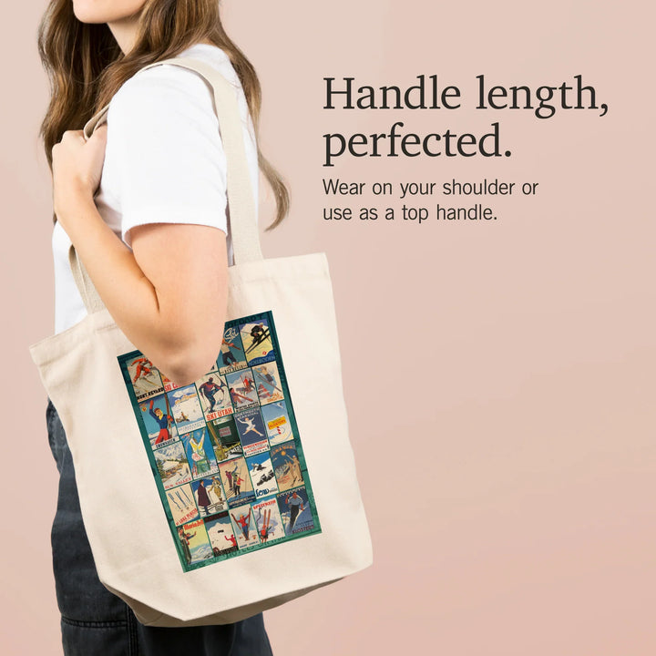 Vintage Ski Collage, Tote Bag