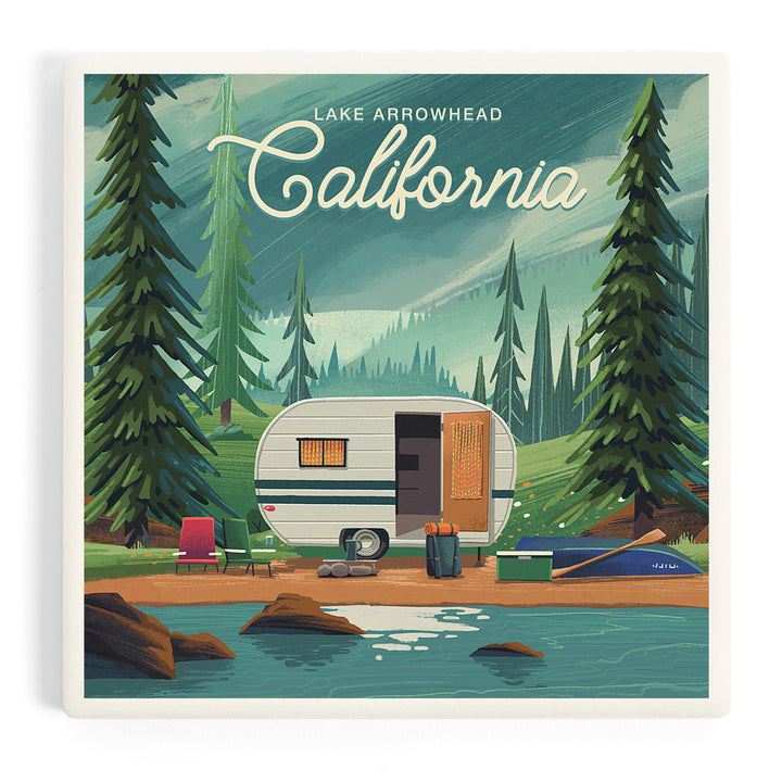 Lake Arrowhead, California, Outdoor Activity, At Home Anywhere, Camper in Evergreens, Coasters