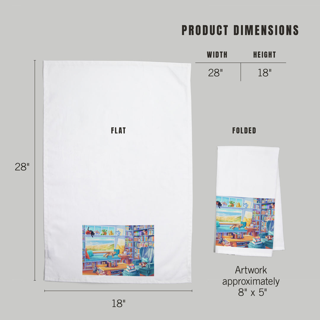 Literary Beach Cats, Organic Cotton Kitchen Tea Towels