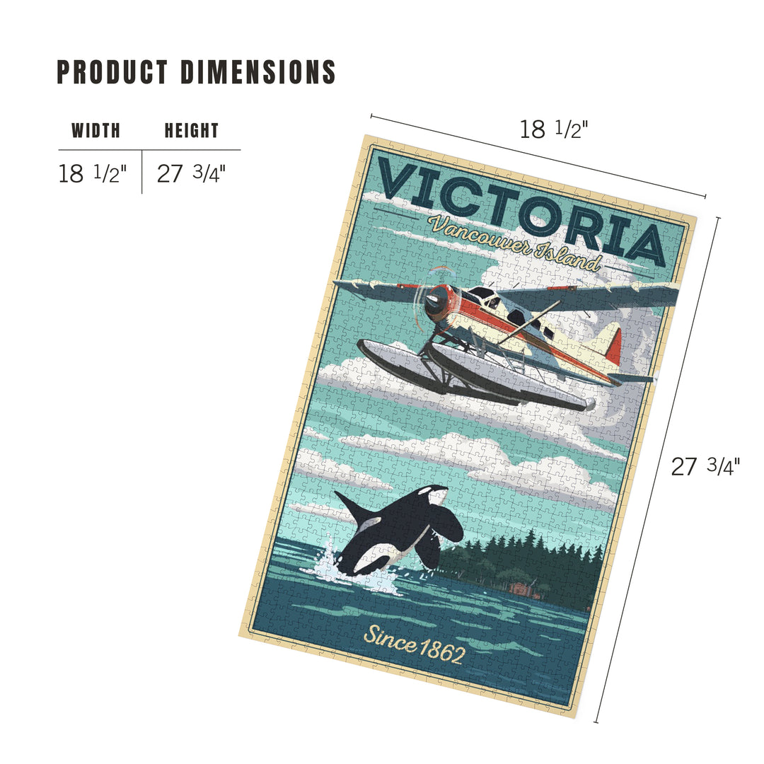 Victoria, Vancouver Island, Painterly, Float Plane and Orca, Jigsaw Puzzle