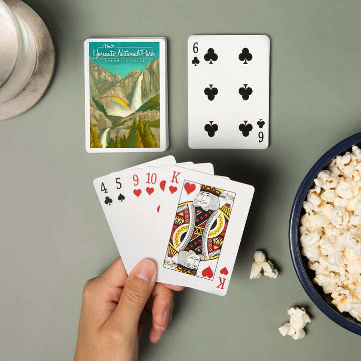 Playing Cards, Yosemite National Park, California, Visit Yosemite Falls, Oil Painting, 52 Card Deck with Jokers in Box, Unique Art