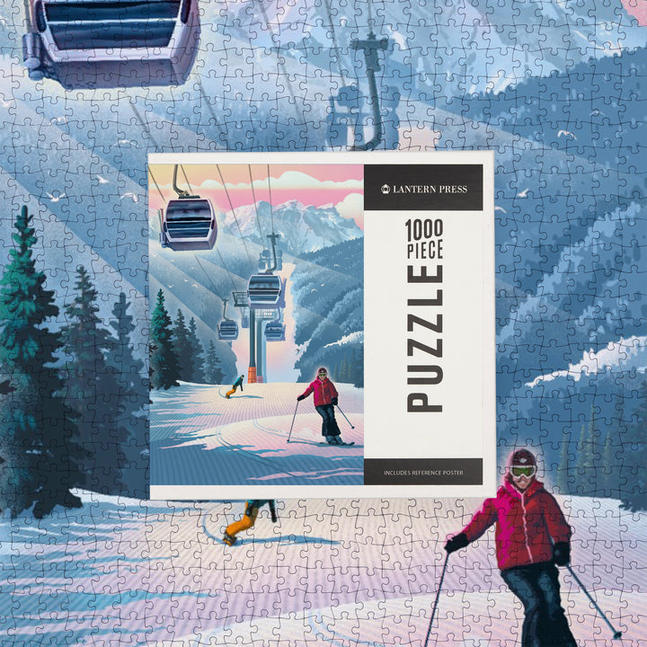 Gondolas, Lithograph, Jigsaw Puzzle