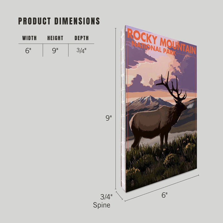 Lined 6x9 Journal, Rocky Mountain National Park, Colorado, Elk and Sunset, Lay Flat, 193 Pages, FSC paper
