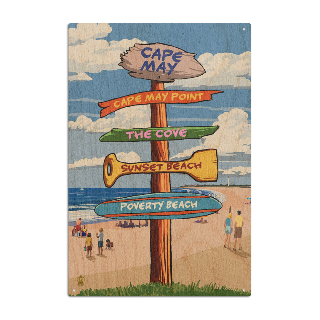 Cape May, New Jersey, Destinations Signpost, Lantern Press Artwork, Wood Signs and Postcards