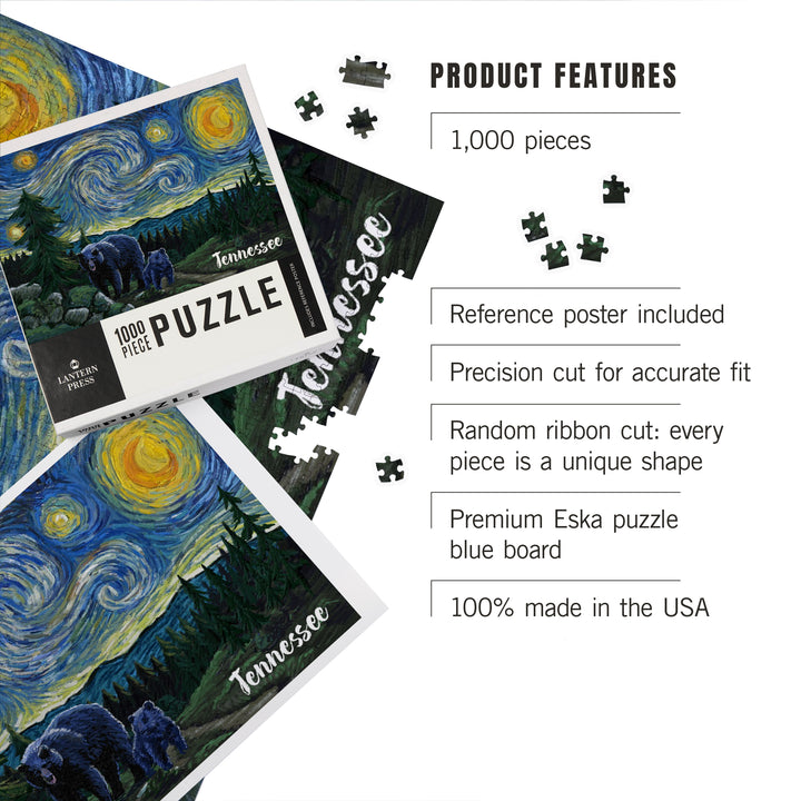 Tennessee, Starry Night, Bear and Cub, Jigsaw Puzzle