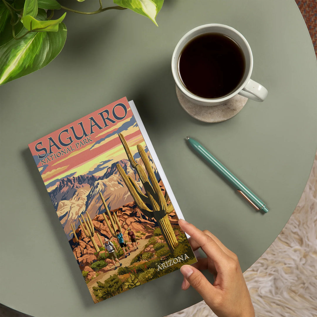 Lined 6x9 Journal, Saguaro National Park, Arizona, Hiking Scene, Lay Flat, 193 Pages, FSC paper