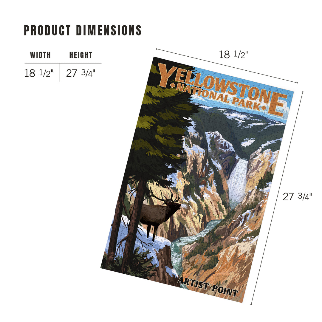 Yellowstone National Park, Wyoming, Artist Point and Elk, 1000 Piece Jigsaw Puzzle
