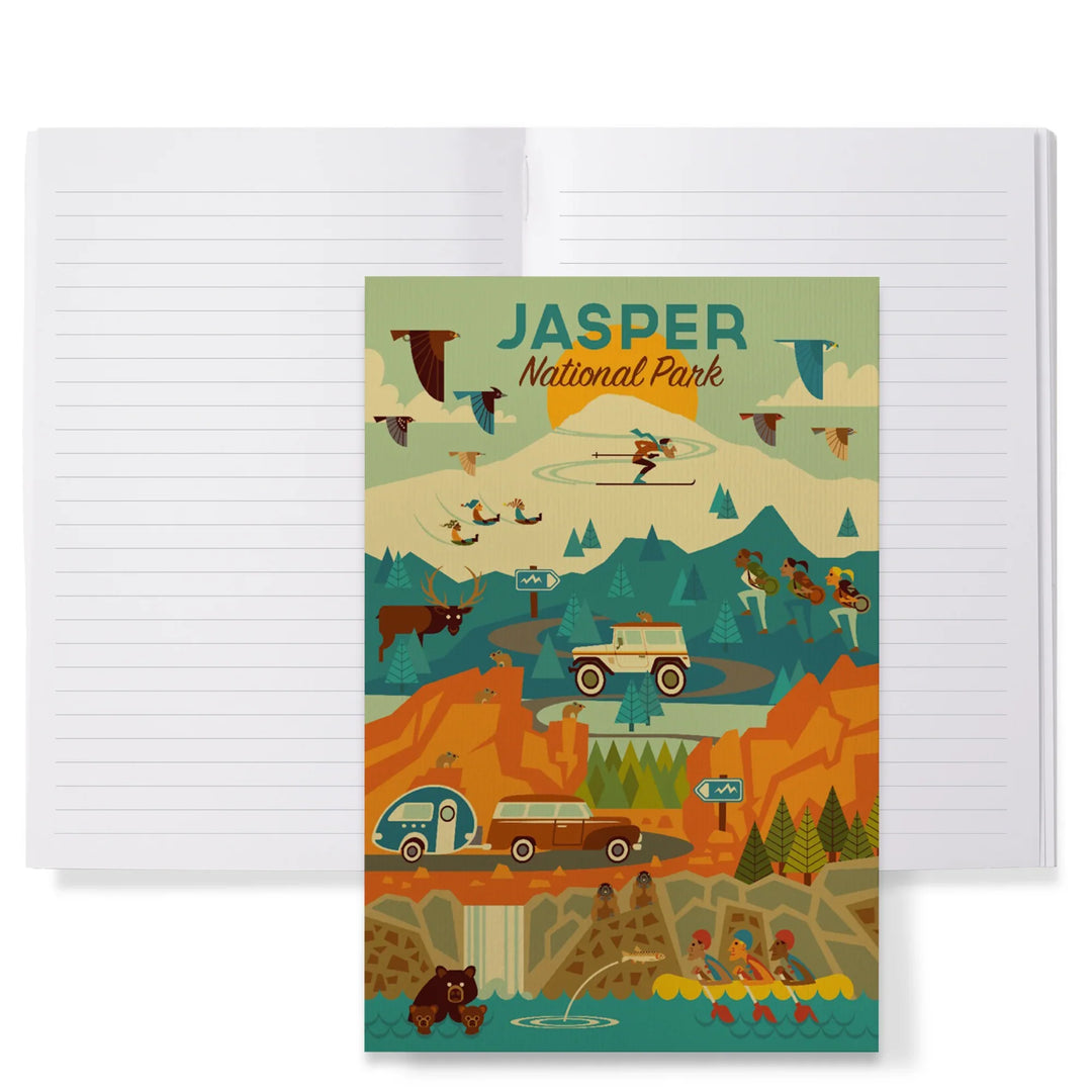 Lined 6x9 Journal, Jasper National Park, Canada, Geometric, Lay Flat, 193 Pages, FSC paper