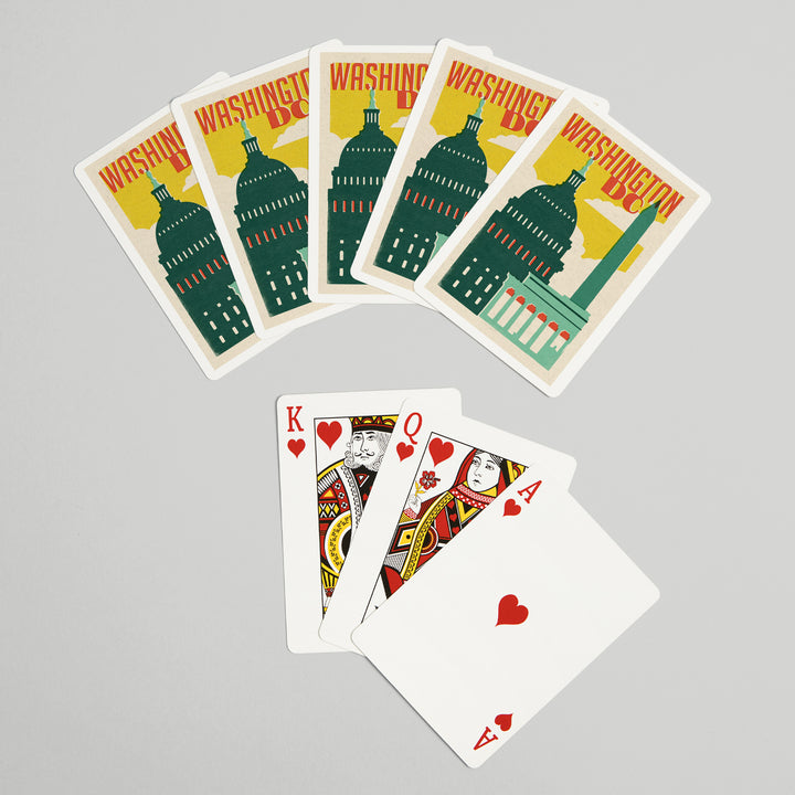 Playing Cards, Washington, DC, Woodblock City Series, Architectural Landmarks, 52 Card Deck with Jokers in Box, Unique Art