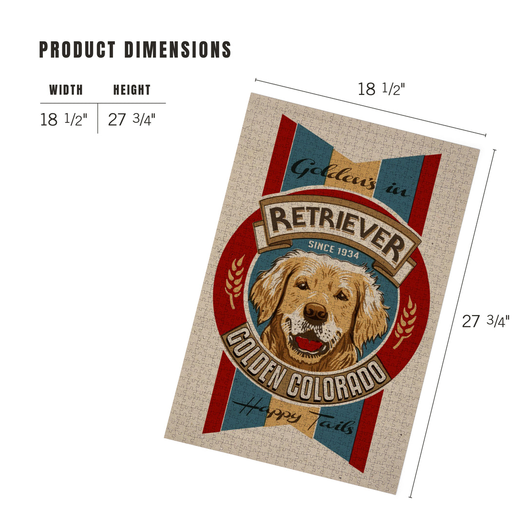 Golden, Colorado, Retro Beer Ad, Golden Retriever, Jigsaw Puzzle