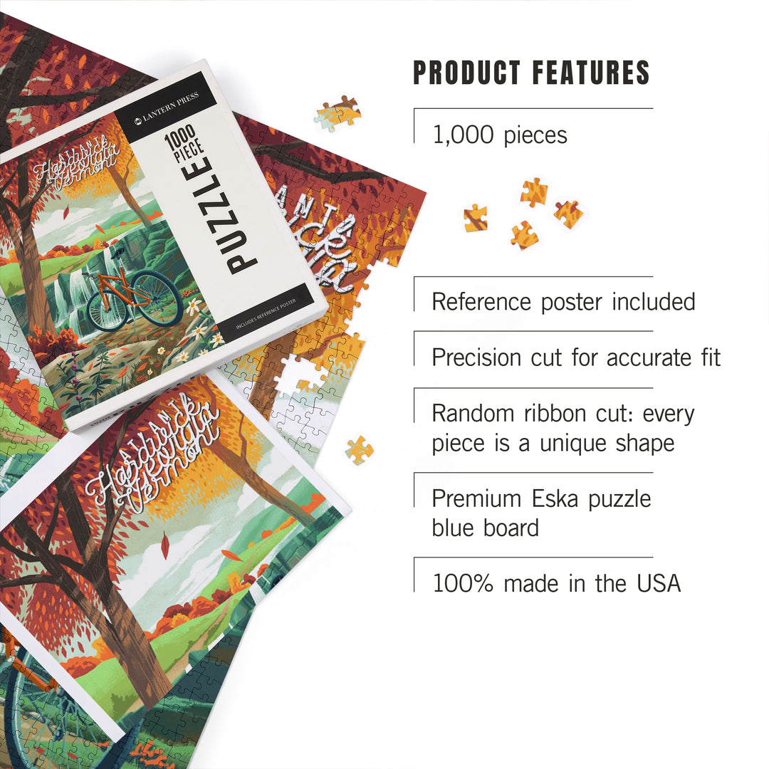 Hardwick, Vermont, Off to Wander, Cycling with Hills, Fall Colors, 1000 Piece Jigsaw Puzzle