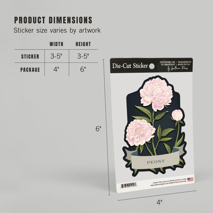 Vintage Flora Noir, Peony, Vinyl Sticker